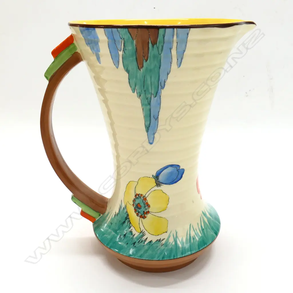 A Falcon ware 'Siam' pattern jug, hand coloured and printed signature: J Reynolds Image 1++